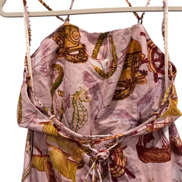 NWT Farm Rio Strappy Linen Maxi Dress Nautical Wonder Casual Beach Pink Sz XL - Picture 10 of 16